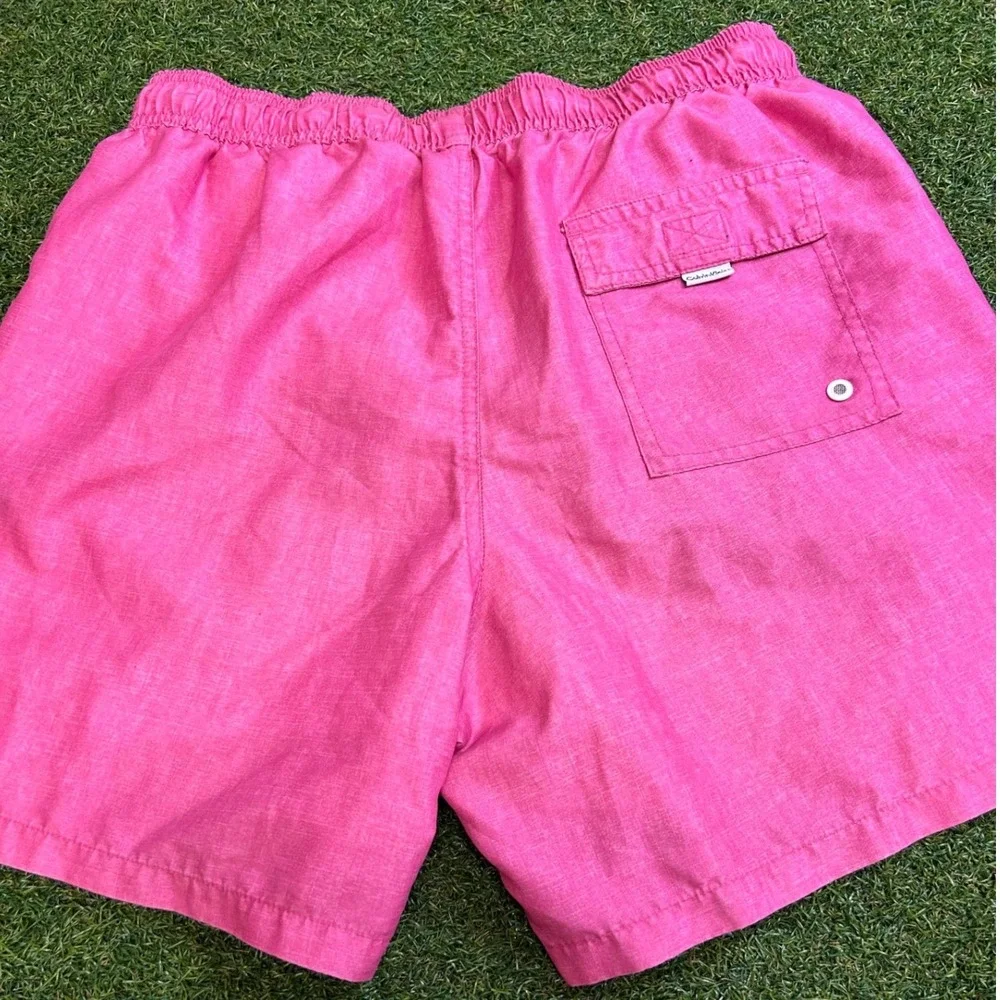 Calvin Klein Mens Pink Swim Shorts Trunk Elastic Waist Logo Small